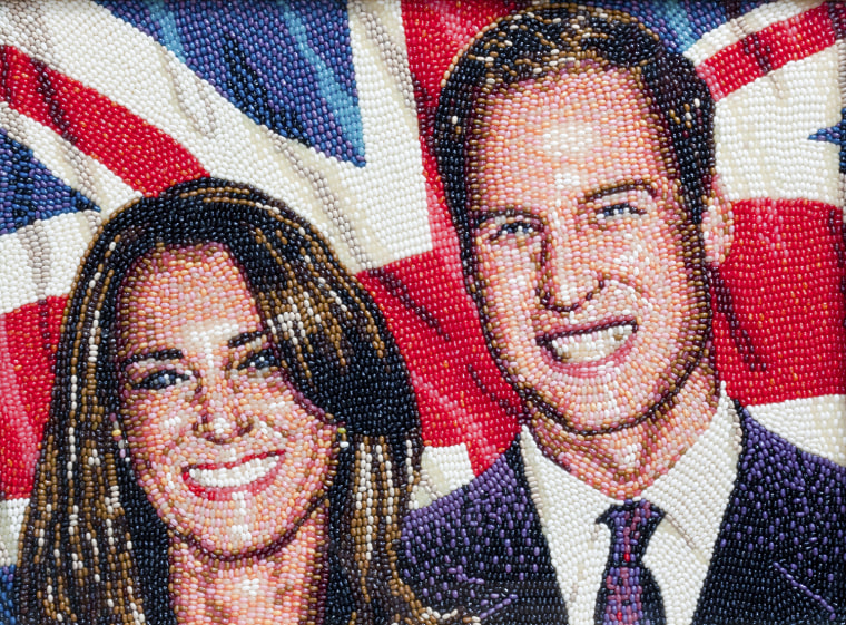 This portrait was created in honor of the marriage of HRH Prince William of Wales and Kate Middleton. The image joins previous portraits of Prince William's grandmother, Queen Elizabeth II, and his mother, Diana, Princess of Wales, that remain part of the Jelly Belly Art collection.
